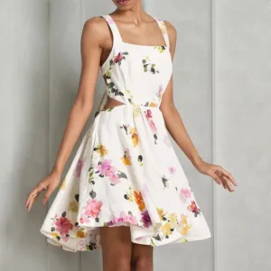 NEW BEST AJE Clara Linen Floral Mini Dress White Pink Blush Spring Back Bow