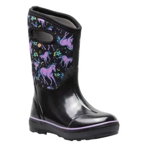 NEW BOGS girl's classic unicorn boots in black multi