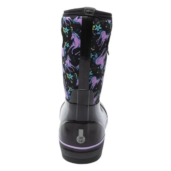 NEW BOGS girl's classic unicorn boots in black multi