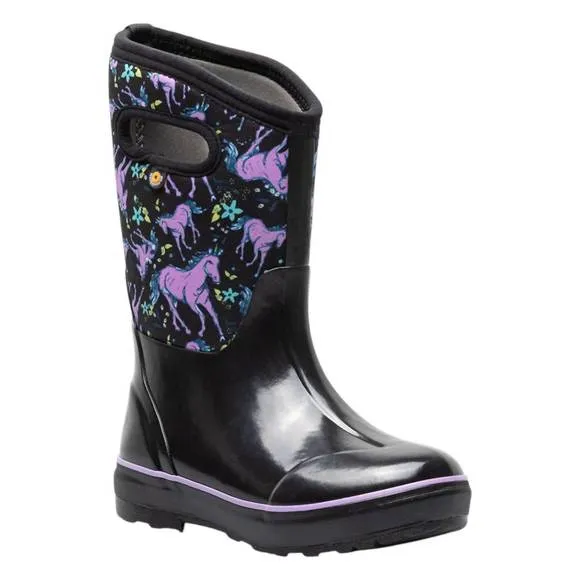NEW BOGS girl's classic unicorn boots in black multi