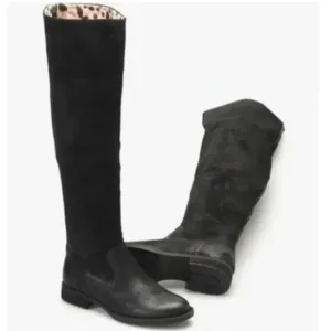 NEW BORN BLACK BORMAN LEOPARD PRINT LINED OVER the KNEE RIDING BOOTS
