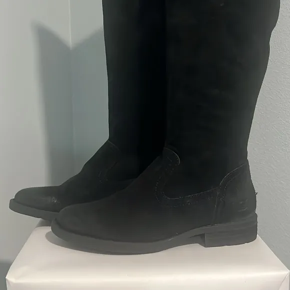 NEW BORN BLACK BORMAN LEOPARD PRINT LINED OVER the KNEE RIDING BOOTS