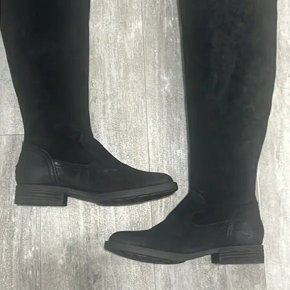 NEW BORN BLACK BORMAN LEOPARD PRINT LINED OVER the KNEE RIDING BOOTS