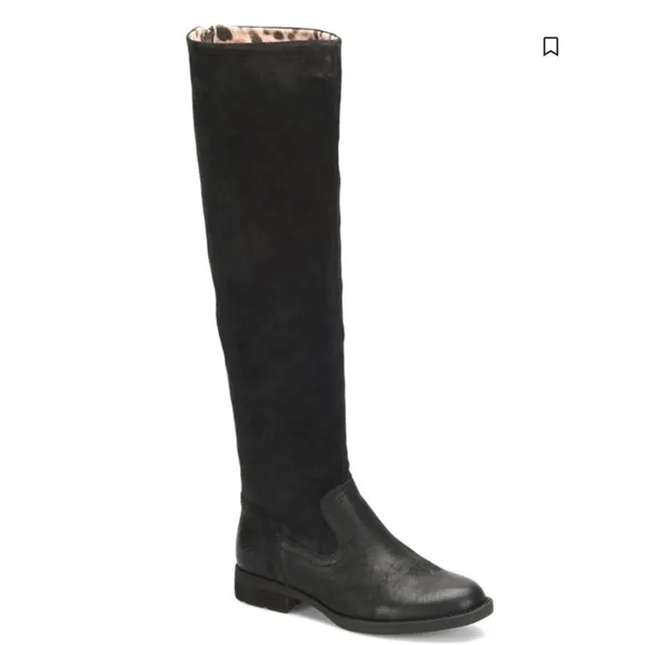 NEW BORN BLACK BORMAN LEOPARD PRINT LINED OVER the KNEE RIDING BOOTS
