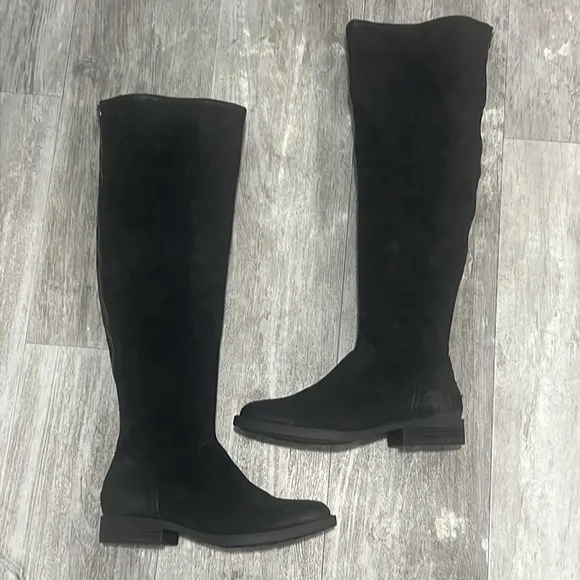 NEW BORN BLACK BORMAN LEOPARD PRINT LINED OVER the KNEE RIDING BOOTS
