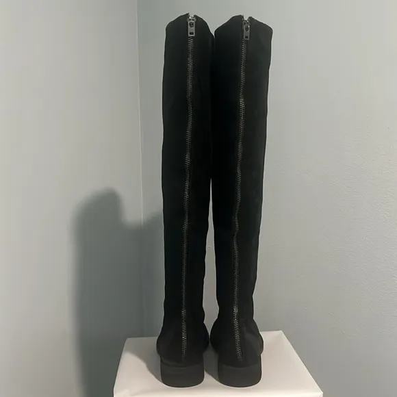 NEW BORN BLACK BORMAN LEOPARD PRINT LINED OVER the KNEE RIDING BOOTS