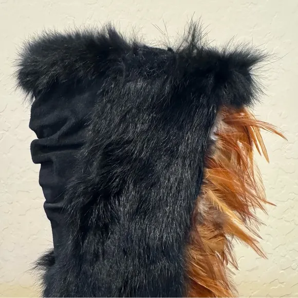 NEW Capelta Fur and Feather Heeled Leather Boots