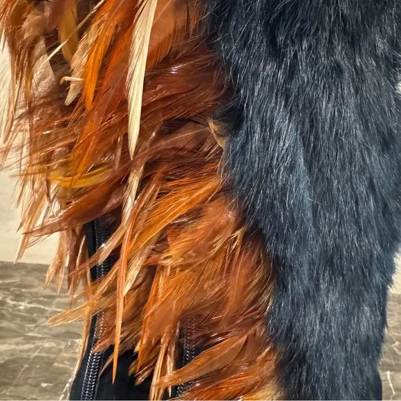 NEW Capelta Fur and Feather Heeled Leather Boots