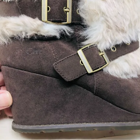 New Caterpillar (Cat) Faux Fur Lined Suede Ankle Boots