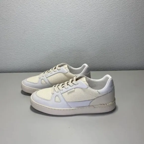 NEW COACH Low Top Court Mesh Mens Size 8 Cream Comfort Sneaker