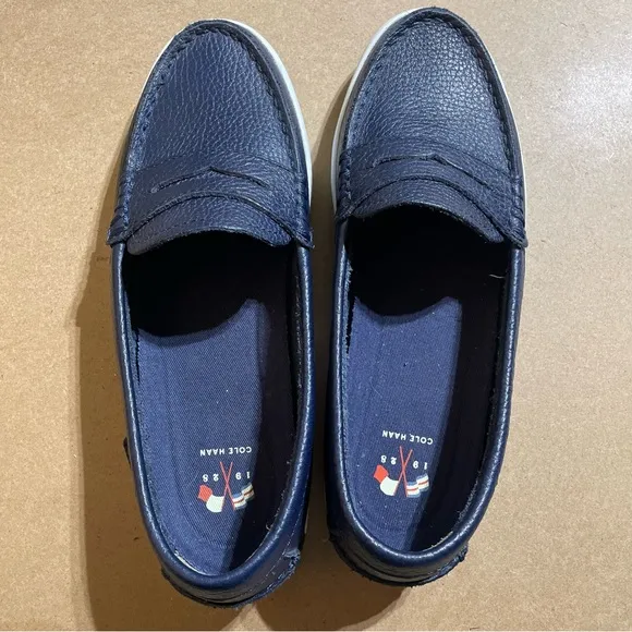 NEW Cole Haan Navy Blue Slip On Leather  Loafers