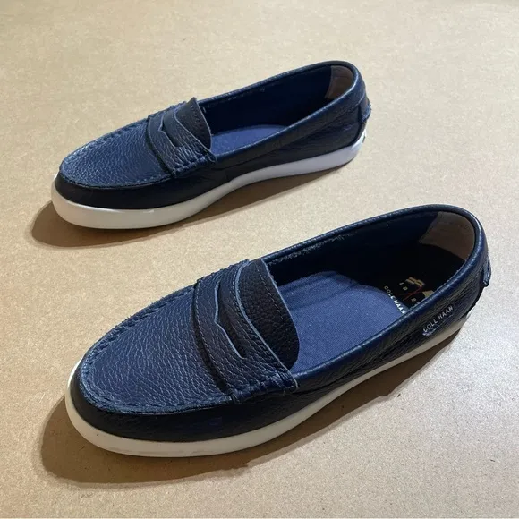 NEW Cole Haan Navy Blue Slip On Leather  Loafers