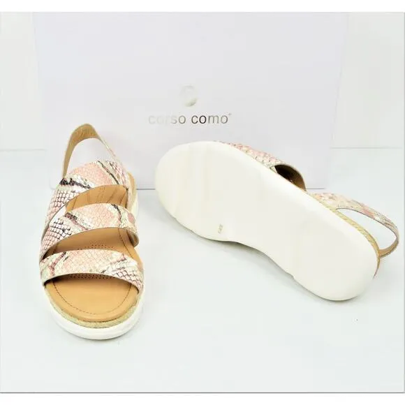 New! Corso Como Women's Snakeskin Embossed Leather Espadrille Sandals