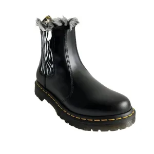 New Dr. Martens Bootie 8M Black Leonore Faux Fur Lined Chelsea Boots