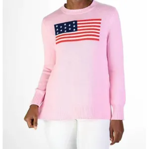 NEW DUFFIELD LANE casual crew neck flag sweater in pink