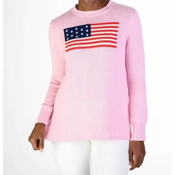 NEW DUFFIELD LANE casual crew neck flag sweater in pink