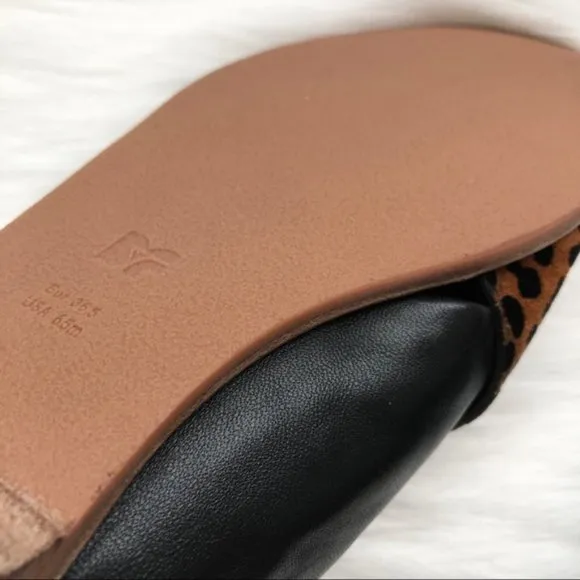 New DVF Bailie Suede Leather Leopard Sandal Brown Black Sz 6.5