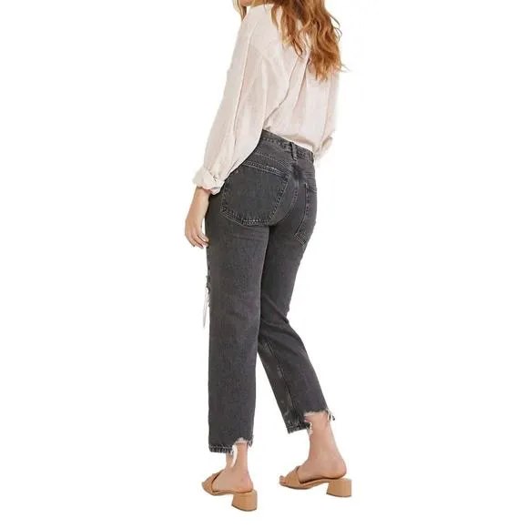 NEW ETICA rhea midrise straight crop jean in smokey mountain
