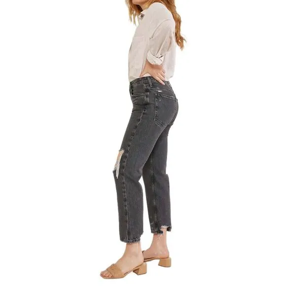 NEW ETICA rhea midrise straight crop jean in smokey mountain