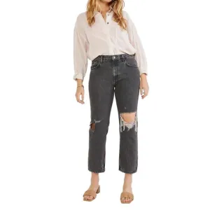 NEW ETICA rhea midrise straight crop jean in smokey mountain