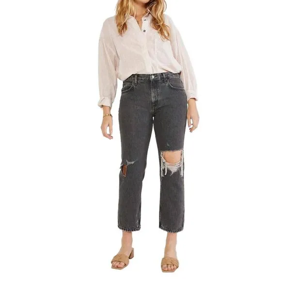 NEW ETICA rhea midrise straight crop jean in smokey mountain