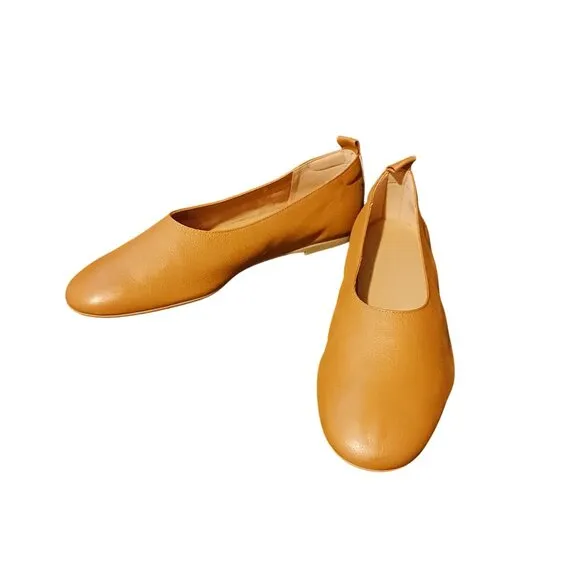 NEW Everlane The Day Glove Italian Leather Flats in Toasted Almond, Size 8