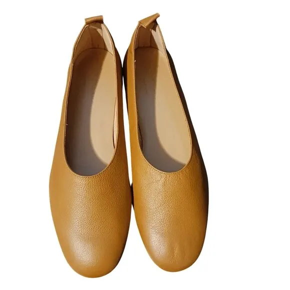 NEW Everlane The Day Glove Italian Leather Flats in Toasted Almond, Size 8