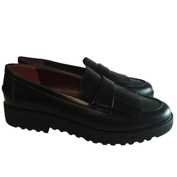 New faux leather Black tassel loafers sz 11