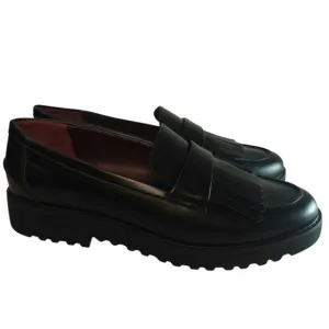 New faux leather Black tassel loafers sz 11