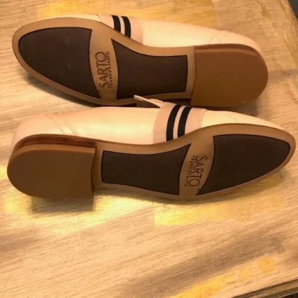 New Franco Sarto Odyssey Blush Leather Strap Slip-on Loafers SZ 7