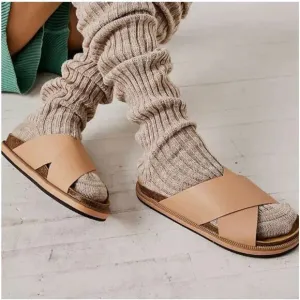 NEW Free People Sidelines Footbed Women Tan Size 9