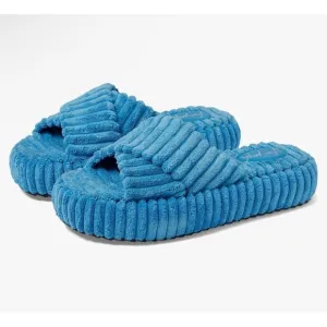NEW FREE PEOPLE TEO DAYS IN IBIZA TERRY SLIDES ~ cerulean blue Size 11