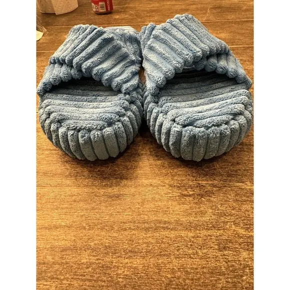 NEW FREE PEOPLE TEO DAYS IN IBIZA TERRY SLIDES ~ cerulean blue Size 11