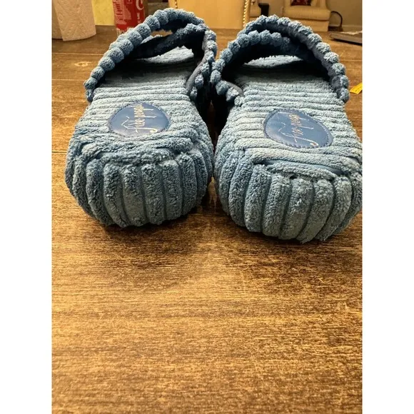 NEW FREE PEOPLE TEO DAYS IN IBIZA TERRY SLIDES ~ cerulean blue Size 11