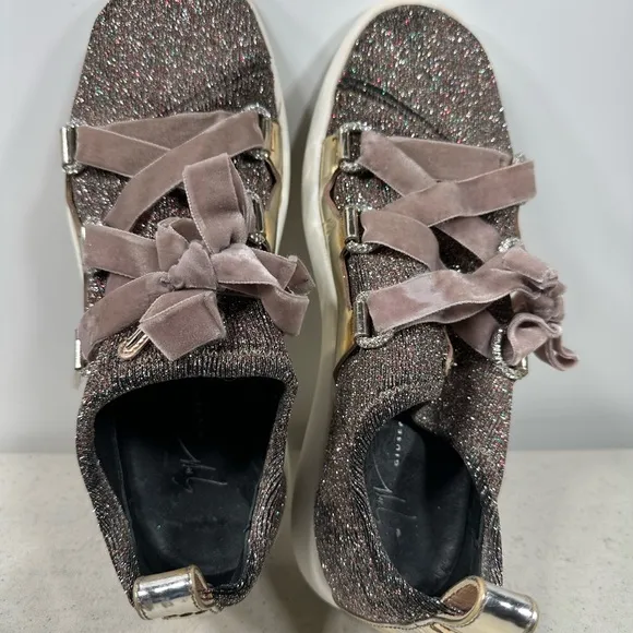 New GIUSEPPE ZANOTTI Multicolor Glitter DONNA NATALIE Slip-On Sneakers Sz 39,5