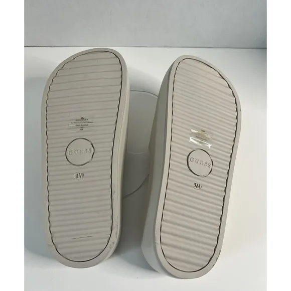 New GUESS Los Angeles Beige Platform Slides Sandals Size 11