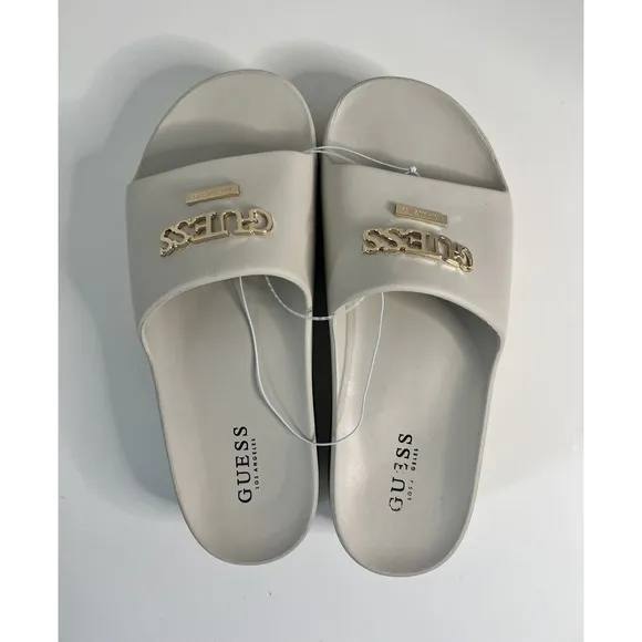 New GUESS Los Angeles Beige Platform Slides Sandals Size 11