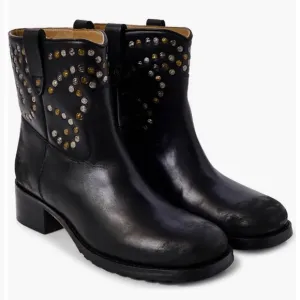 NEW in Box Free People Leather Harmony Studded Boots Black Size 6