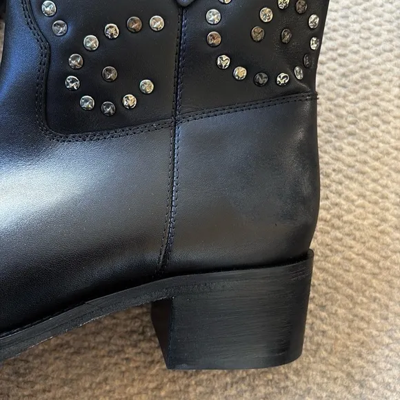 NEW in Box Free People Leather Harmony Studded Boots Black Size 6