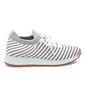 New in box J slides Sport 2 tone knit sneakers, black and white