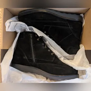 NEW IN BOX Overland Noah Italian Calfskin Leather Boots Black Men's Size EU 44