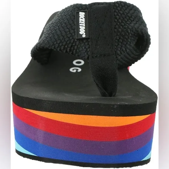 New In! Rocket Dog Multicolor Rainbow Ultra Platform Wedge Sandal