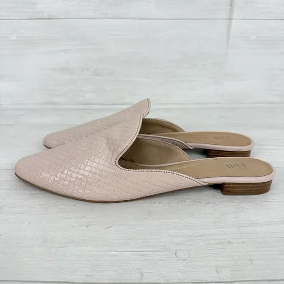 NEW J. Jill Leather Slip On Mules Flats Size 10 Pointed Toes Blush Pink Preppy