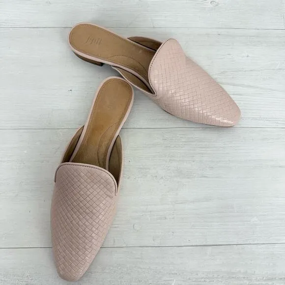 NEW J. Jill Leather Slip On Mules Flats Size 10 Pointed Toes Blush Pink Preppy