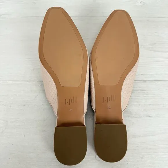 NEW J. Jill Leather Slip On Mules Flats Size 10 Pointed Toes Blush Pink Preppy