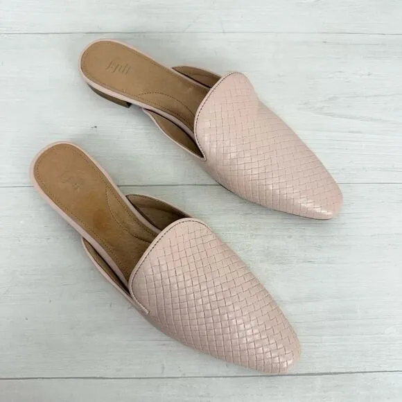 NEW J. Jill Leather Slip On Mules Flats Size 10 Pointed Toes Blush Pink Preppy