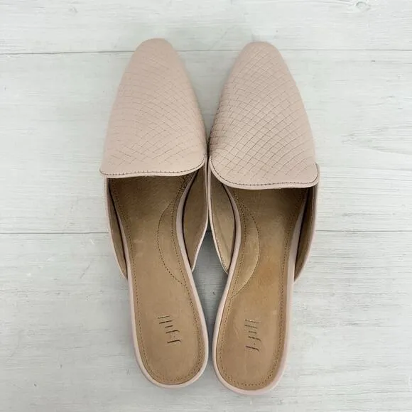 NEW J. Jill Leather Slip On Mules Flats Size 10 Pointed Toes Blush Pink Preppy