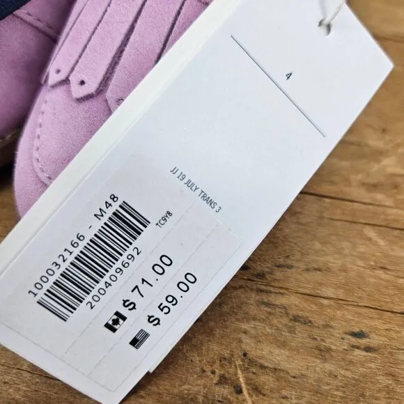 New Janie and Jack Pink Suede Loafers Girls 4 Fringe Leather
