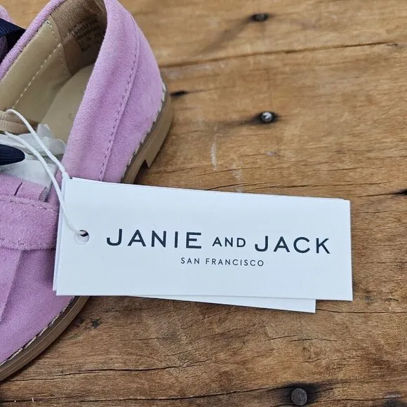 New Janie and Jack Pink Suede Loafers Girls 4 Fringe Leather