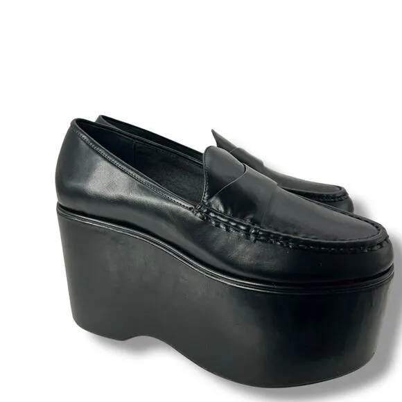 NEW Jeffrey Campbell Soaring Platform Loafers Size 7 Super High Wedge Heels